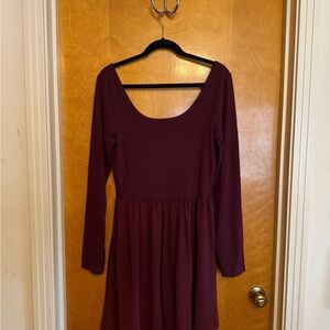 Wine colored Long Sleeve Dress